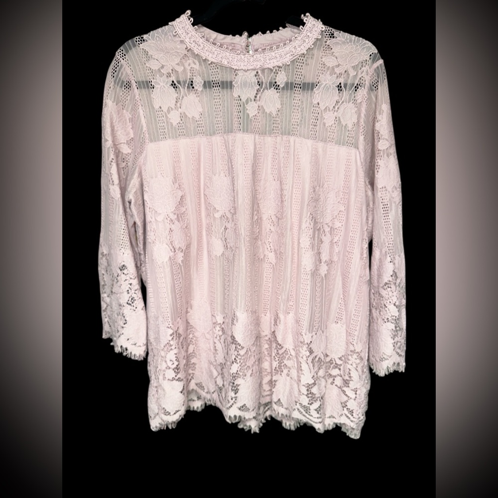 Soho Lace Womens Long Sleeve (3/4)‎ Top - Pink/Lavender size L
